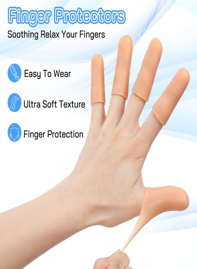 Matwsec 30 Pcs Gel Finger Cots, Silicone Finger Protectors, Reusable Finger Covers Soft Thumb Sleeve High Elastic Fingertip Bandages for Cracked Skin Blisters Calluses (Skin Color, 24 Pcs Large + 6 Pcs Small) - Image 5